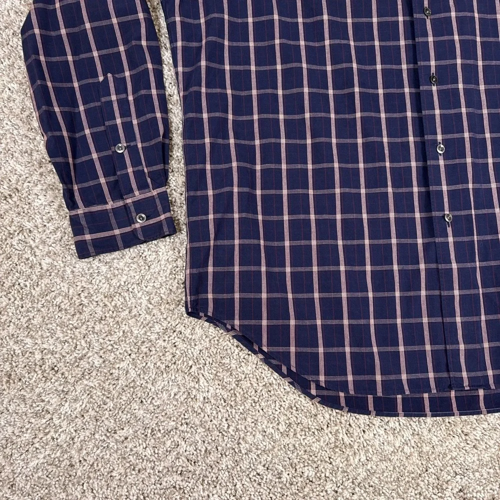 Polo Ralph Lauren Shirt Mens XL Navy Plaid Marlowe 100% Cotton Button Up Classic